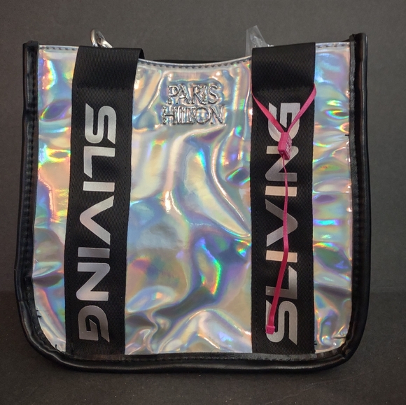 Paris Hilton Silver Holographic Tote Bag - Picture 1 of 11